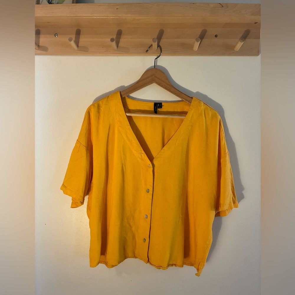 Vero Moda Bright Yellow Button-Front V-Neck Top
